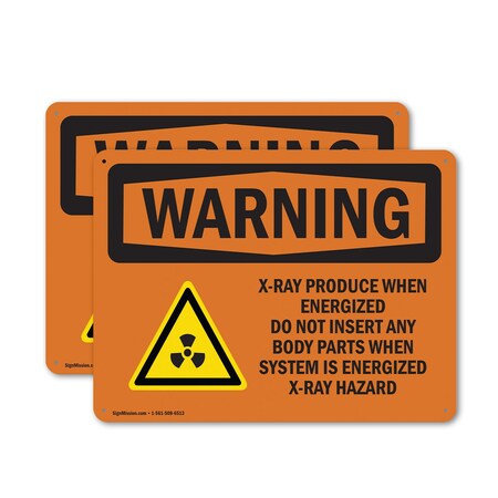 Signmission Radiation & Laser Sign, 18 in H x 24 in W, Plastic, Rectangle OS-2PACK-WS-P-1824-L-12953